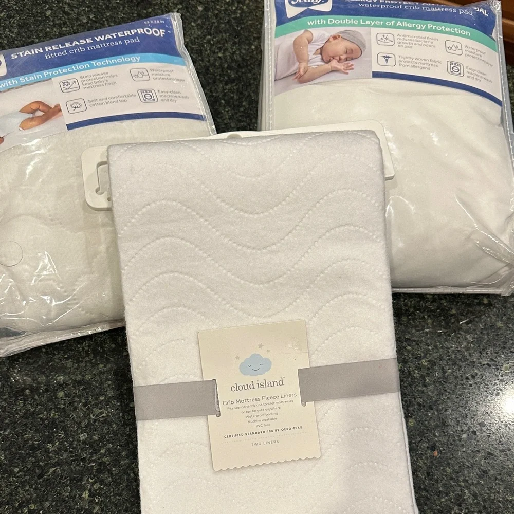 3 pc new lot baby Crib waterproof allergy Mattress pad Protection Set SEALLY
